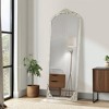 PexFix 21 in. W x 64 in. H Rustic Arched Solid Wood Framed DIY Carved Full Length Mirror in Weathered White - 2 of 4