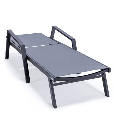 Marlin Black Aluminum Chaise Lounge Chairs with Fire Pit Table Set