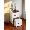 Compact 3-in-1 Vanity Desk with Flip Top Lighted Mirror, Glass Top Makeup Vanity Table with 3 Drawers & Stool for Bedroom (48CM) - 2 of 4