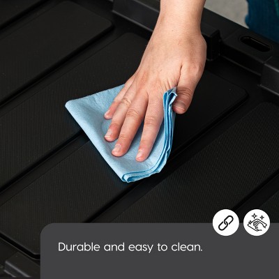 Heavy-Duty Black Plastic Stackable Storage Bins with Lids, 27 Gallon