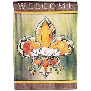 Dicksons Magnolia Garden Outdoor Flag Decoration For Garden, Yard, Or Walkway Standard 13 x 18, Weather Resistant Polyester, Fleur De Lis Welcome - 1 of 1