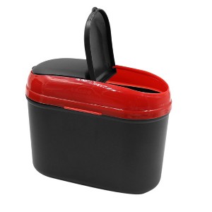 Unique Bargains Mini Red Black Plastic 2-Way Open Car Rubbish Bin Holder Garbage Trash Can - 1 of 4