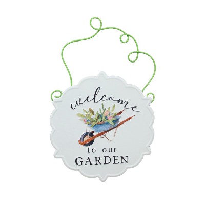 VIP Metal 10.25 in. White Scalloped Wheelbarrow Decor