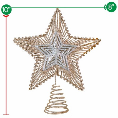 Rose Gold and Silver Glitter Metal Snowflake Tree Topper