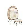 2-Piece Oversized Outdoor Rattan Wicker Egg Chair with Ottoman - 4 of 4