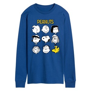 Men's - Peanuts - Many Faces Of Snoopy And Friends Long Sleeve Graphic T-Shirt - 1 of 4
