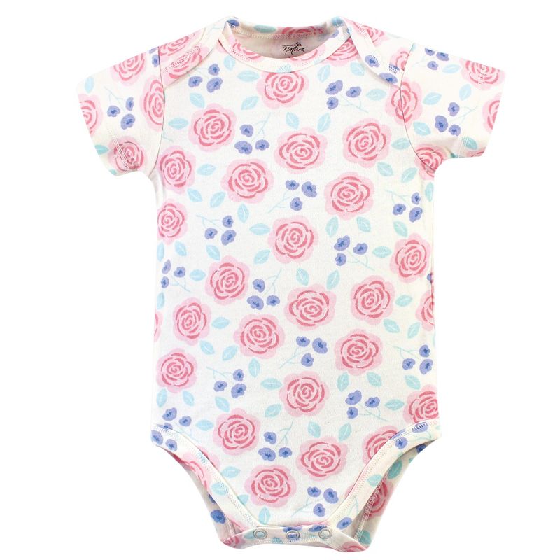 Touched by Nature Baby Girl Organic Cotton Bodysuits 5pk, Pink Rose, 5 of 8