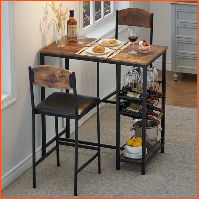 Bar Stools Set of 4, 25.2 Inch Counter Height Bar Stools with Back and Footrest
