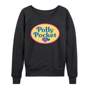 Women's - Polly Pocket - Polly Pocket Color Logo Lightweight French Terry Wide Neck Long Sleeve Shirt - 1 of 4
