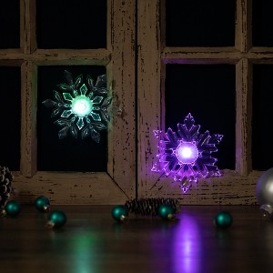 Northlight LED Lighted Icy Crystal Snowflake Christmas Window Decorations - 5.5" - Set of 2 - 1 of 4