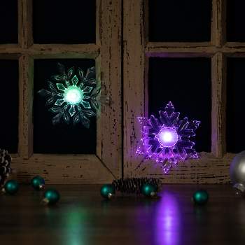 Northlight Set of 2 LED Lighted Icy Crystal Snowflake Christmas Window Decorations 5.5"