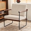 Beautyolove Mid-Century Dark Brown Faux Lambskin Upholstered Accent Chair Armchair - 4 of 4