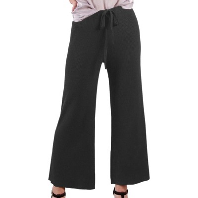 Anna-Kaci Women's Cropped Wide Leg Pants With Drawstring Waist-Tie