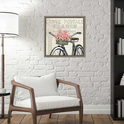 Paris Ride II Bicycle Canvas Print with Gray Frame