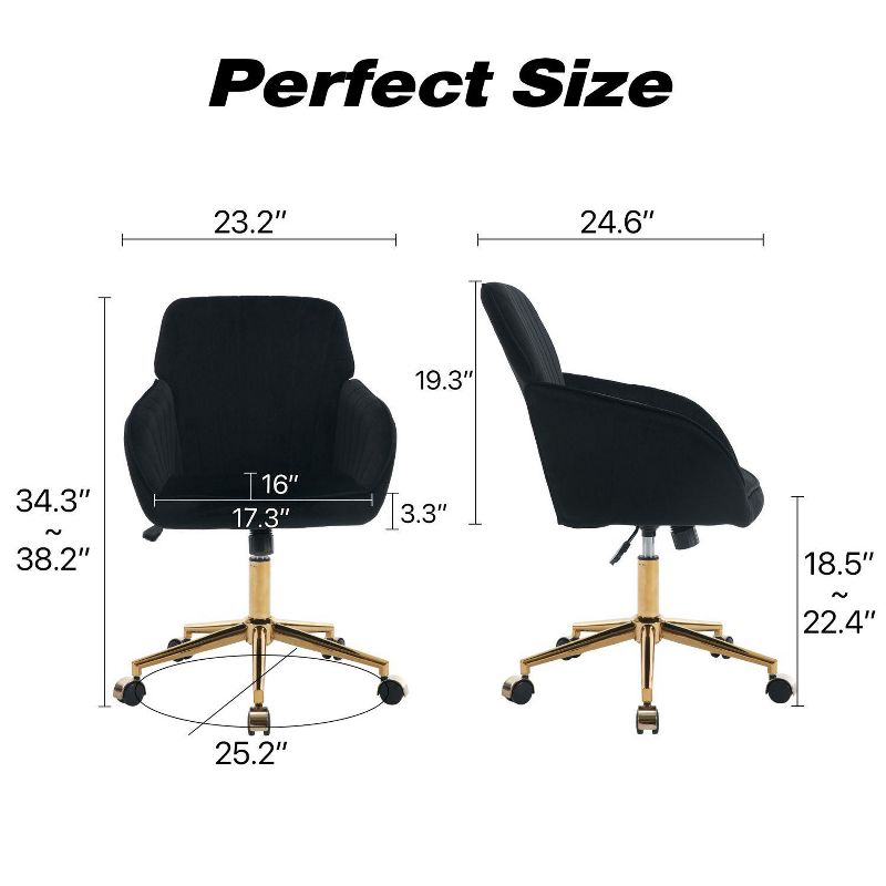 Modern Home Office Desk Chair, Armless Cross Legged Office Desk Chair, Fabric Padded Modern Swivel Height Adjustable for Home Office-The Pop Home, 2 of 10