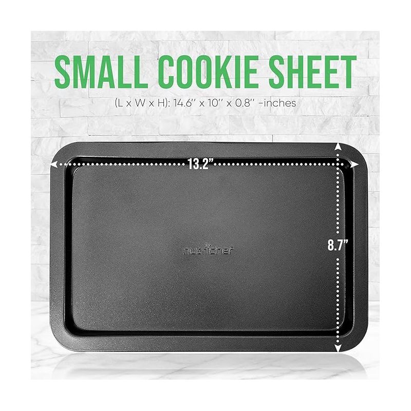 NutriChef Small Cookie Sheet - Non-Stick Bake Trays with Black Coating Inside & Outside, 2 of 7