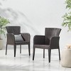 Outdoor Dining Chairs Set of 2, Wicker Patio Dining Chairs with Metal Legs for Balcony, Garden-Tanpinhause - 2 of 4