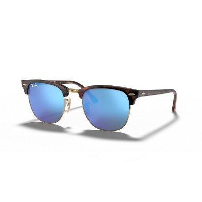 Ray-ban Rb3016 51mm Clubmaster Adult Square Sunglasses Blue Flash Lens ...