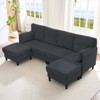 Mjkone Corduroy U-Shape Modular Convertible Sectional Sofa Couch,Upholstered 4-Seater Sofa with Movable Ottoman - 2 of 4