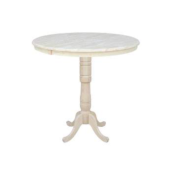 36" Round Extendable Table with 12" Drop Leaf Unfinished - International Concepts