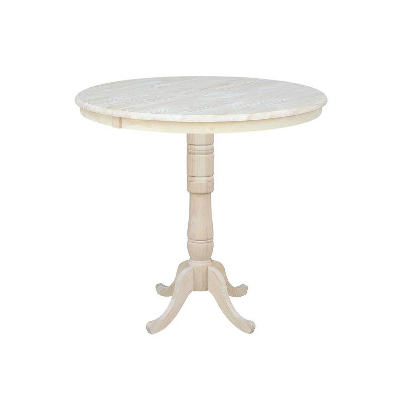 36" Round Extendable Table with 12" Drop Leaf Unfinished - International Concepts, 1 of 10