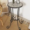 XIYUYEU French Country Patio End Table with Vibrant Tile Top, Outdoor SideTables with Scrolling Floral Patterns and Curved Frame -Multicolored - 2 of 4