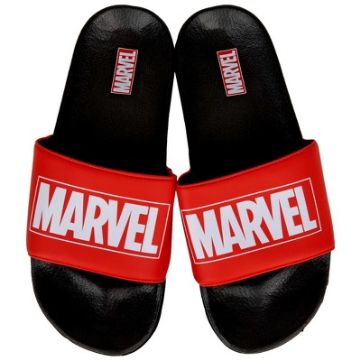 Adult Marvel Comics Title Logo Slide Sandals