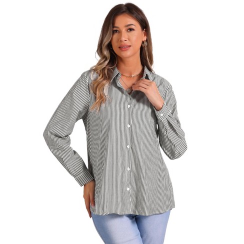 Women's striped shirt fashion versatile top long sleeves