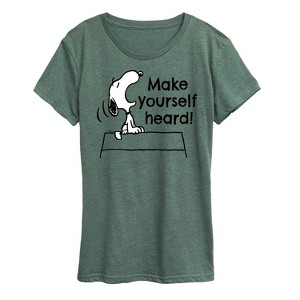 Women's - Peanuts - Make Yourself Heard Short Sleeve Graphic T-Shirt - 1 of 4