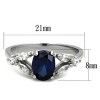 Slickblue Stainless Steel Pave Ring with 8.6mm Montana Oval Stone & Clear Accents, Polished Silver Finish, size 5–10 - 2 of 4