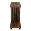 Resenkos Sofa Side End Table, End Table, Couch Table,2-Tier End Table, C-Shaped Wood Side Table with Lockable Wheels,Brown - 4 of 4