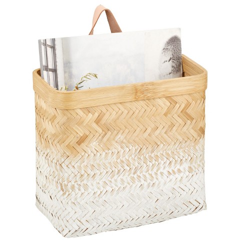 Set of 3 Affordable White and Jute Cotton Hanging Storage Baskets