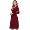 Coolmee Womens Spring Fall Midi Dress Long Sleeve Casual V Neck Pleated A Line Flowy Dress - 4 of 4