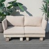 Moda Furnishings Outdoor Patio Deep Seating Aluminum Wood Grain Loveseat With Beige Cushions - 3 of 4