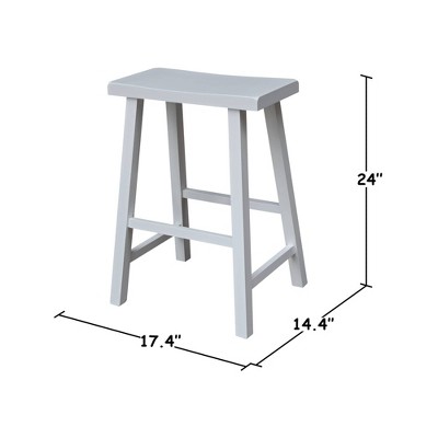 Elegant White Parawood Saddle Seat Counter Stool, 25"