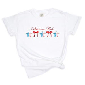 Simply Sage Market American Babe Star Bow Coquette  Garment Dyed Tee - 1 of 4