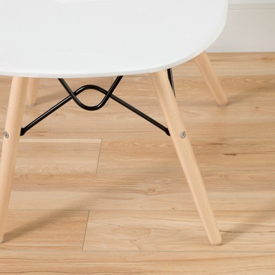 White and Clear Armless Swivel Dining Chair with Light Wood Legs