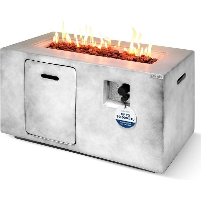 SereneLife Propane Gas Fire Pit - Rectangle, 50k BTU