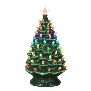24 in. Green Nostalgic Ceramic Tree with RGB Lightshow - 1 of 4