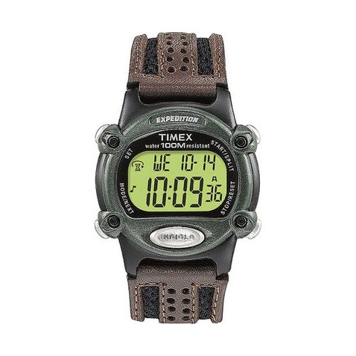 Men's Timex Expedition Digital Watch with Nylon/Leather Strap - Black/Brown T48042JT, Size: Small