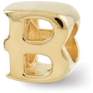 Black Bow Jewelry Letter B Bead Charm in 14k Yellow Gold Plated Sterling Silver - 1 of 4