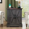 NicBex Nightstand with Charging Station and Retro Hinges,Bedside Table with Adjustable Shelf and Barn Doors,Modern Side Table for Bedroom - 2 of 4