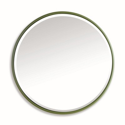 Plum & Post Ryland Mirror Large - Olive Green Round Iron Frame - Beveled