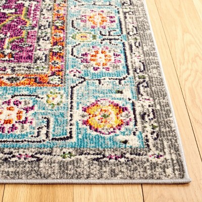 Elysian Light Blue Reversible Hand-Knotted Synthetic Area Rug, 6'7" x 9'2"