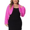Agnes Orinda Women's Plus Size Trendy Faux Fur Warm Open Front Lightweight Cropped Shrugs - 2 of 4