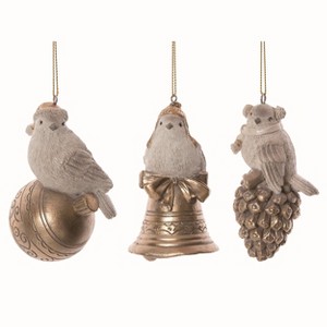 Transpac Resin Glitz Bird Ornament Set of 3 Christmas Home Decorations - 1 of 1