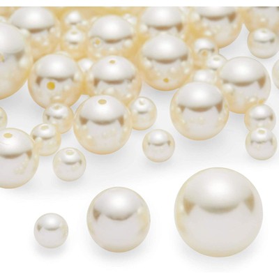 Bright Creations 90 Pieces Polished Pearl Beads for DIY Arts and Crafts (Ivory)