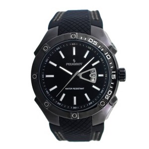 Peugeot Men's 44mm Black Sport Calendar Stitched Rubber Band Watch - 1 of 4