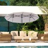Aghana Digitals 9.7' White Double-Sided Outdoor Umbrella with Push Button Tilt, Crank Lift, 3 Vents - 2 of 4