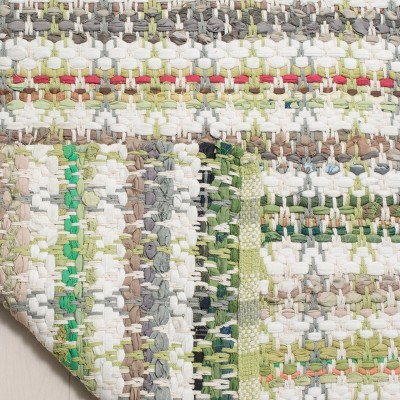 Green Multi Handwoven Wool Cotton Area Rug 5' x 8'